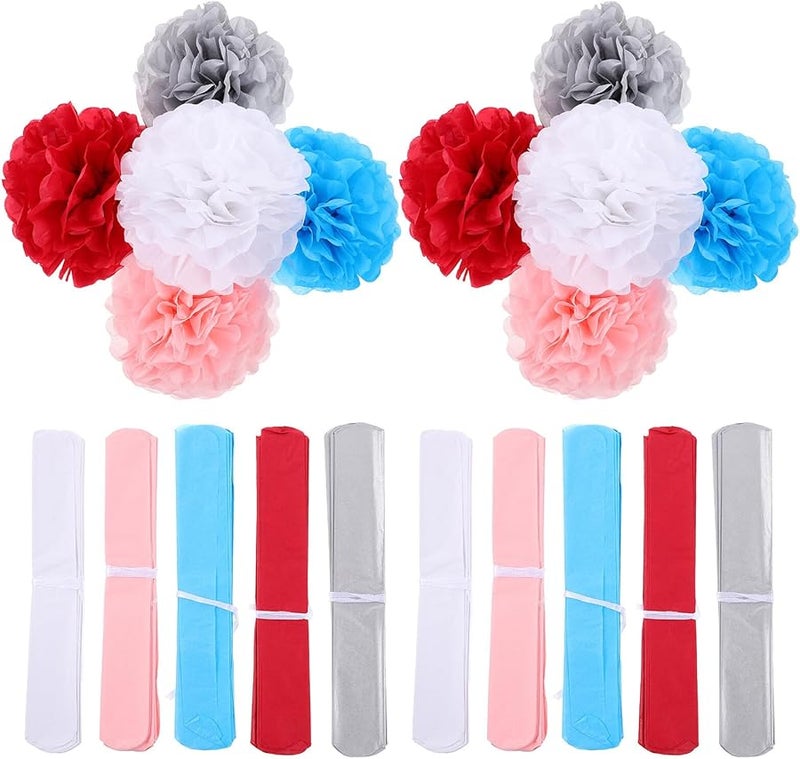 أوراق نسيج متعددة الألوان كرات بوم بوم 50 قطعة زينة معلقة لحفلات الزفاف وعيد الميلاد - Image 1